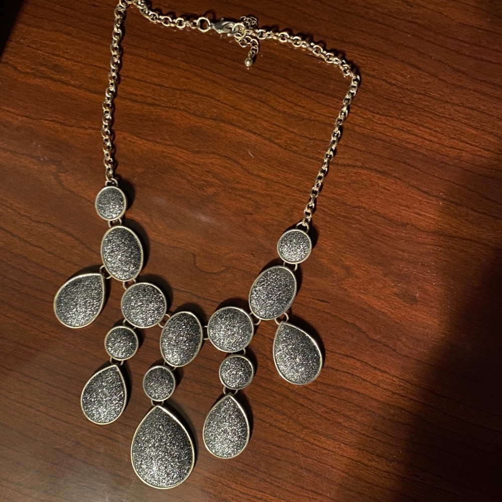 Silver Teardrop Statement Necklace - image 1